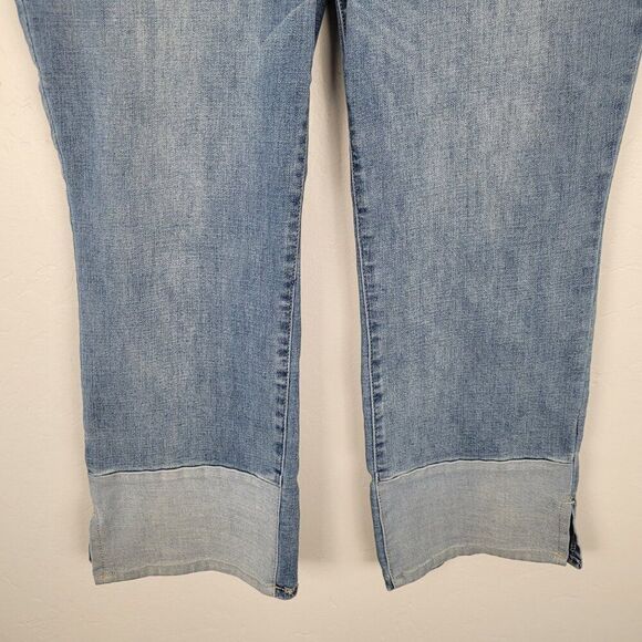 NYDJ Marilyn Straight Jeans Crop High Rise Stretch Contrasting Hem Blue Size 16 - Picture 3 of 12